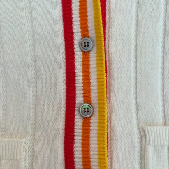 Minnie Rose Cotton Cashmere Preppy Striped Cardigan with Pockets! Size S - Picture 4 of 9